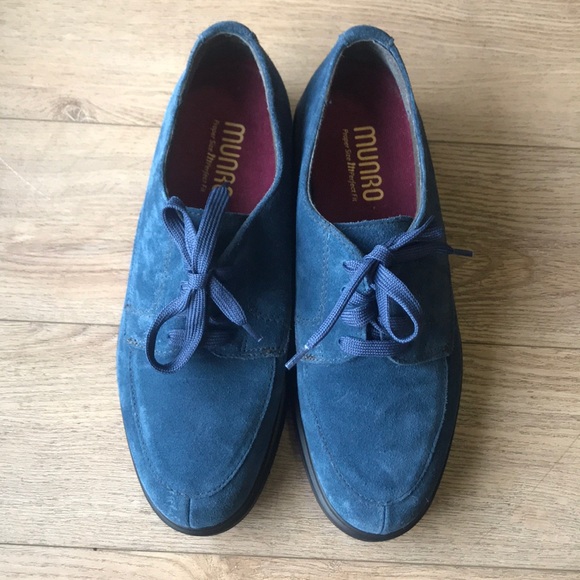 Munro Blue Suede Oxfords - Picture 2 of 8